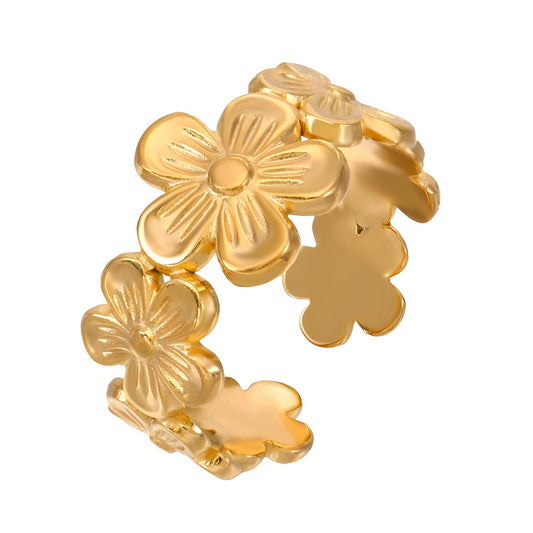 18K gold plated Stainless steel  Flowers finger ring, Intensity