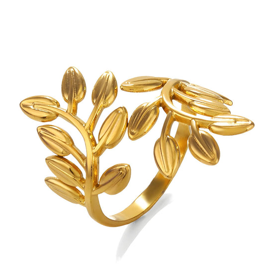 18K gold plated Stainless steel  Leafs finger ring, Intensity