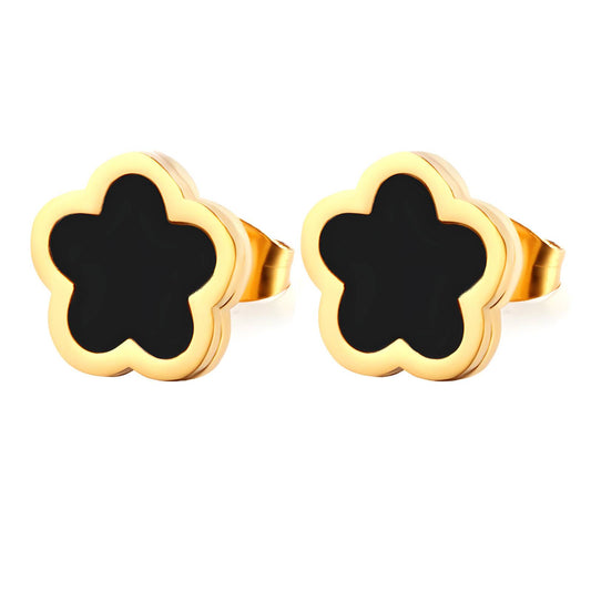 18K gold plated Stainless steel  Four-leaf clover earrings, Intensity