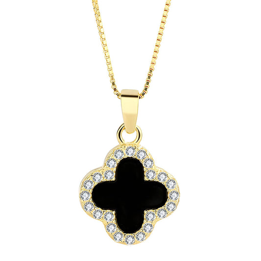 18K gold plated Stainless steel  Four-leaf clover necklace, Intensity