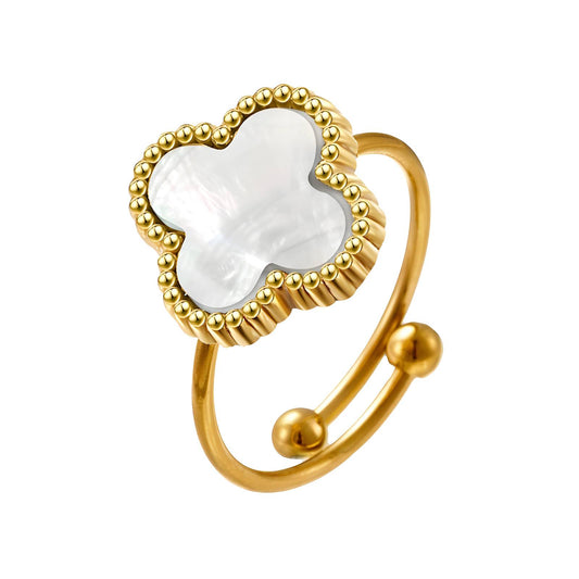 18K gold plated Stainless steel  Four-leaf clover finger ring, Intensity