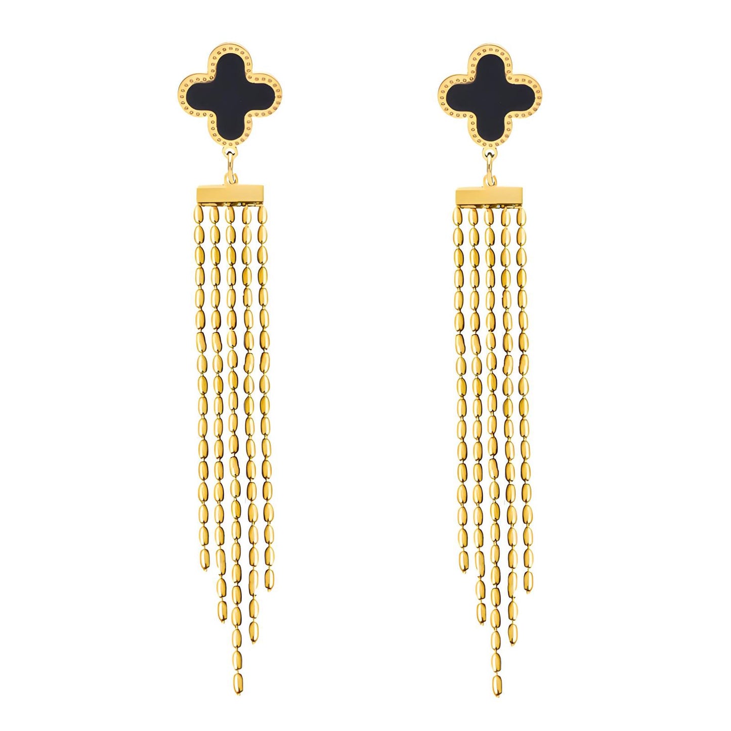 18K gold plated Stainless steel  Four-leaf clover earrings, Intensity