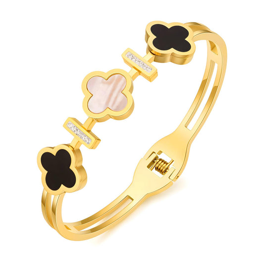 18K gold plated Stainless steel  Four-leaf clover bracelet, Intensity