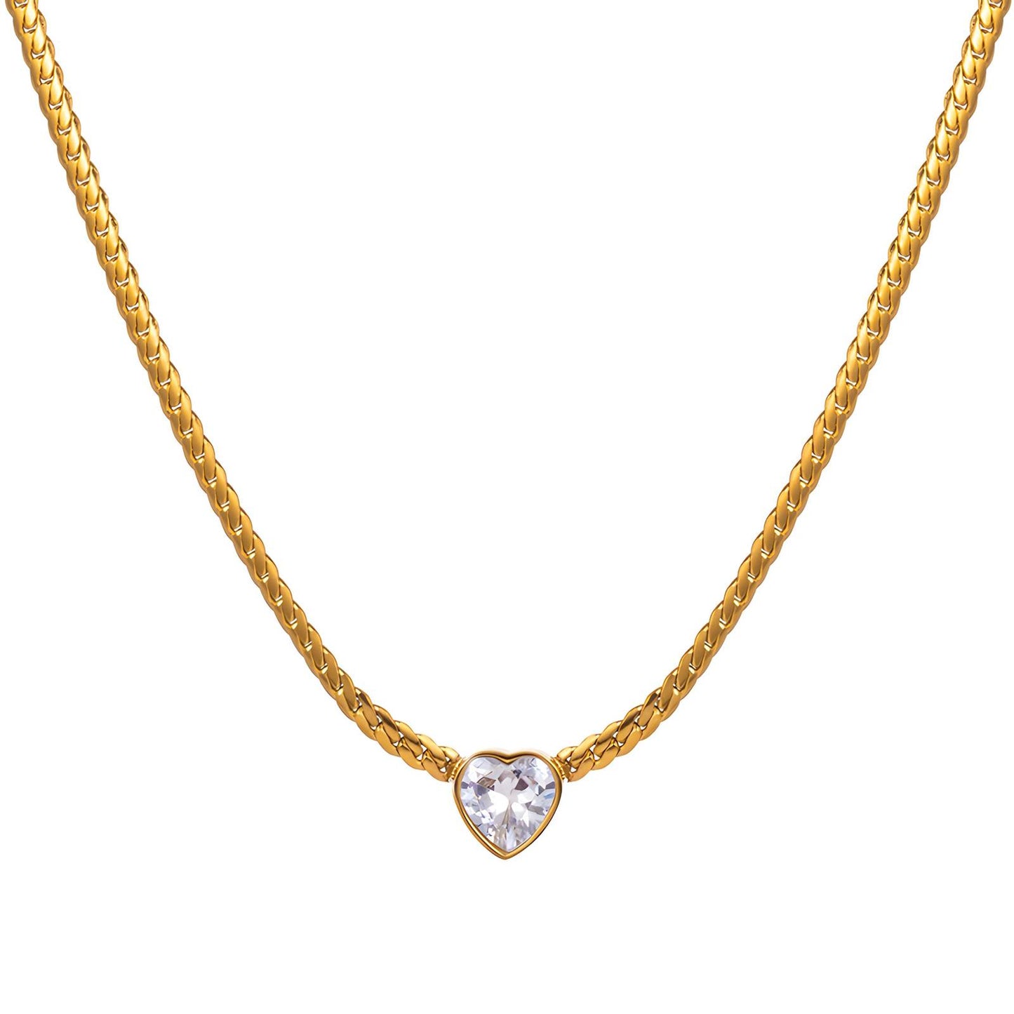 18K gold plated Stainless steel  Hearts necklace, Intensity