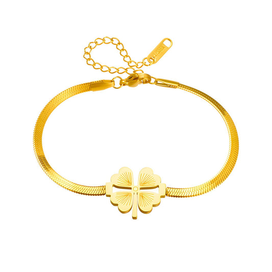 18K gold plated Stainless steel  Four-leaf clover bracelet, Intensity